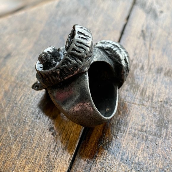 Ram Skull Biker Ring Rock Revival gothic 7 RARE - Picture 7 of 8